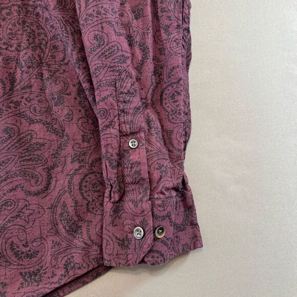 Tasso Elba Men’s Button Up Long Sleeve Shirt Red Paisley Graphic Size Large - Picture 2 of 9